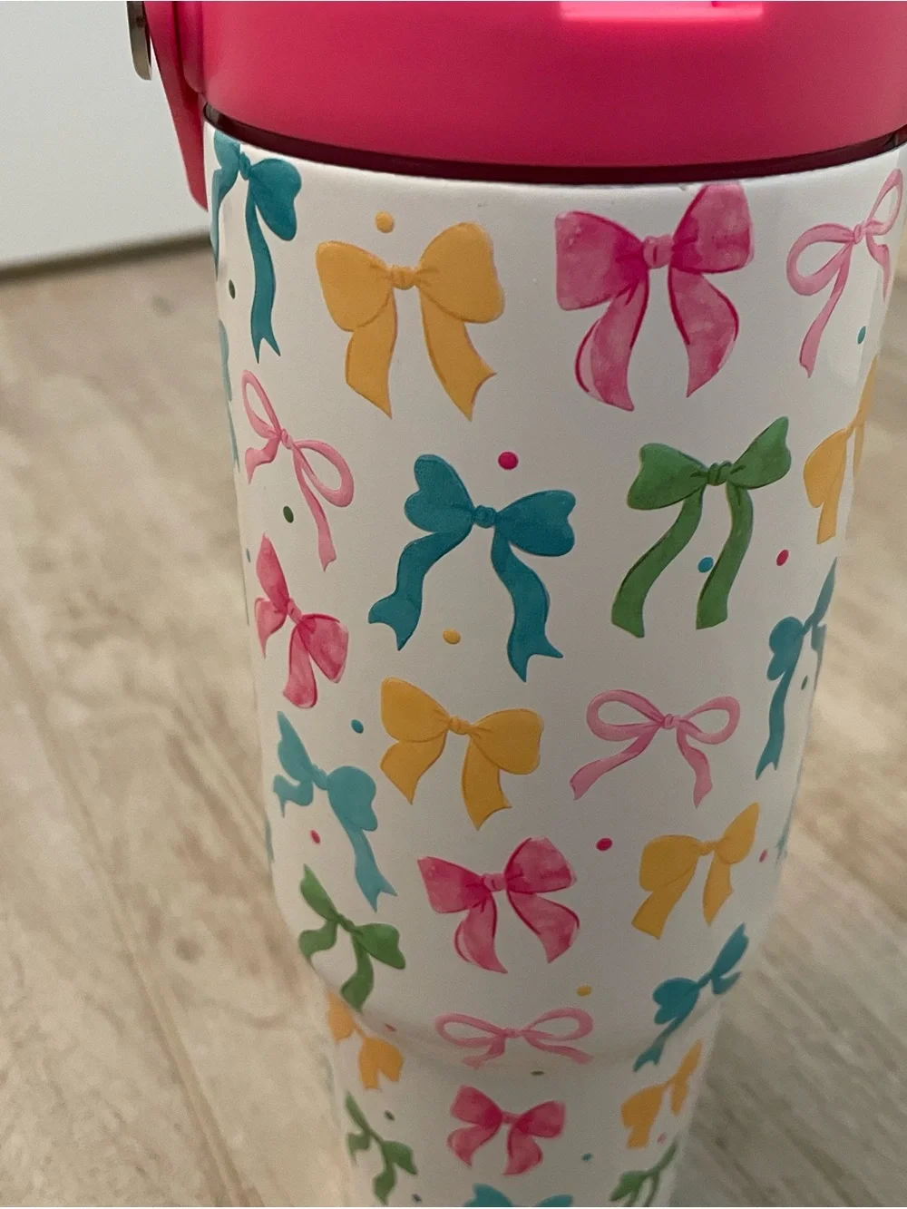 Bright Bows White & Pink 30oz. Metal Tumbler